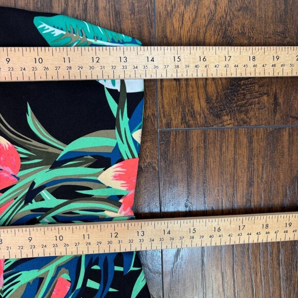 Express Bodycon Dress 4 Strapless Black Tropical Floral Stretch Knee-Length - Picture 8 of 11